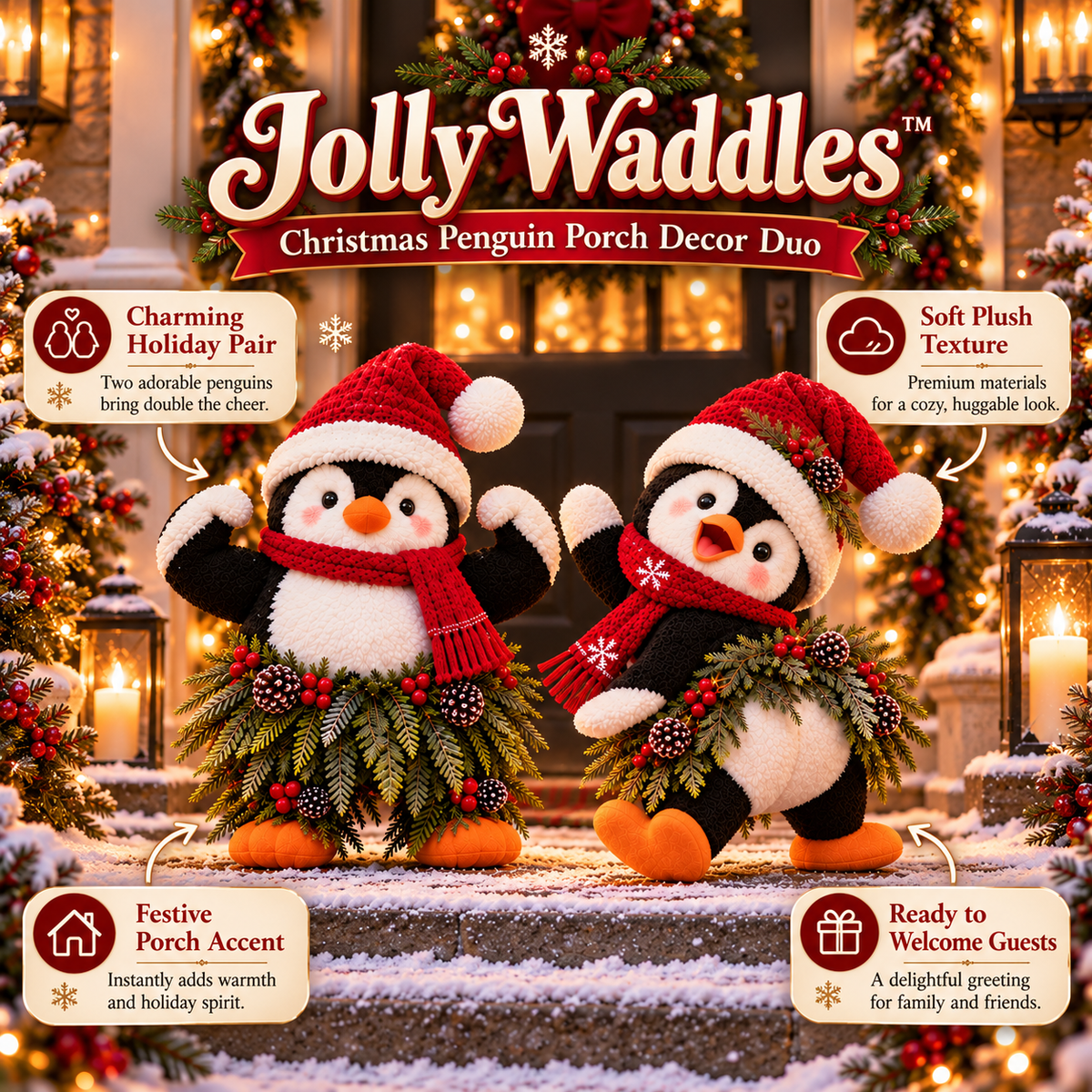 🔥🥰Jolly Waddle™ – Christmas Welcome Penguin Decorations