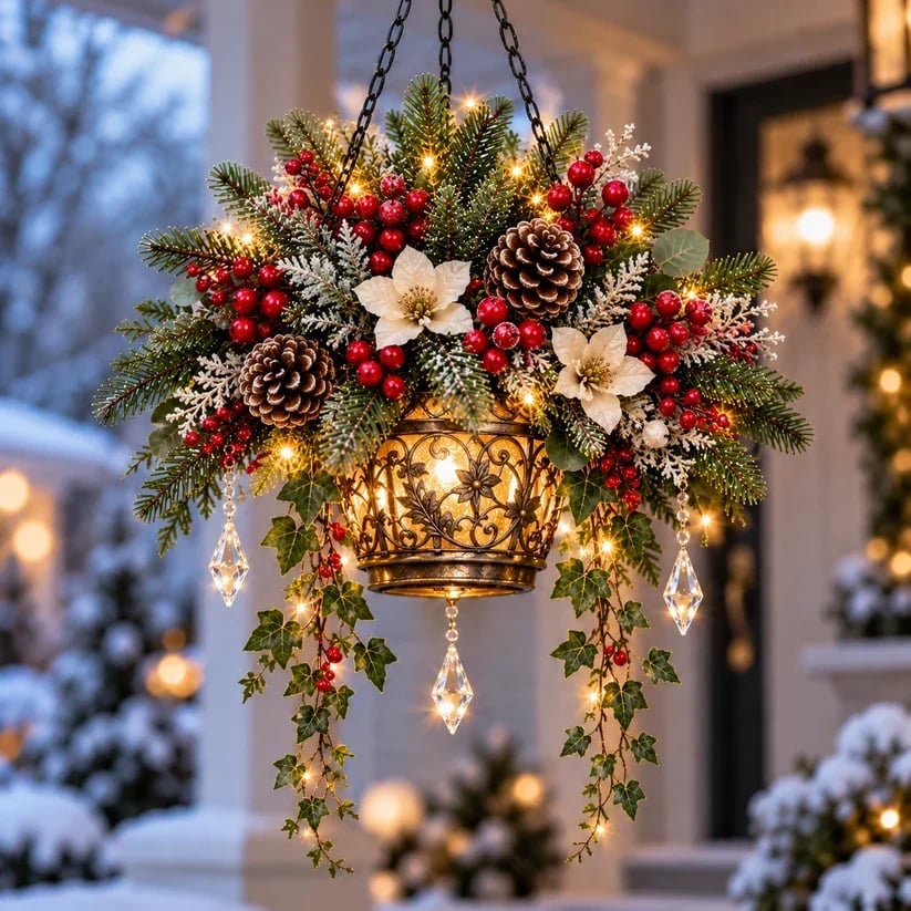 ❄️Winterhaven Glow™ – Lighted Christmas Floral Hanging Lantern Collection