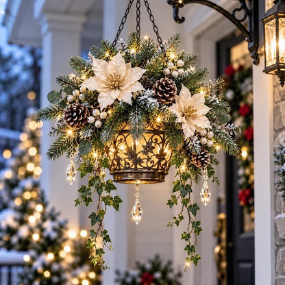 ❄️Winterhaven Glow™ – Lighted Christmas Floral Hanging Lantern Collection