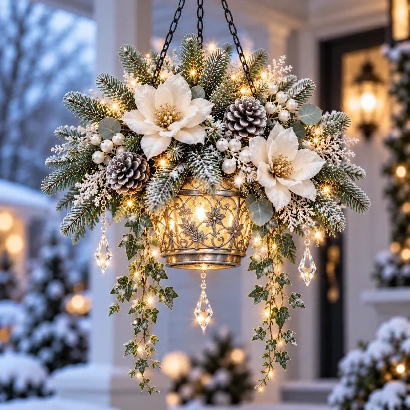 ❄️Winterhaven Glow™ – Lighted Christmas Floral Hanging Lantern Collection