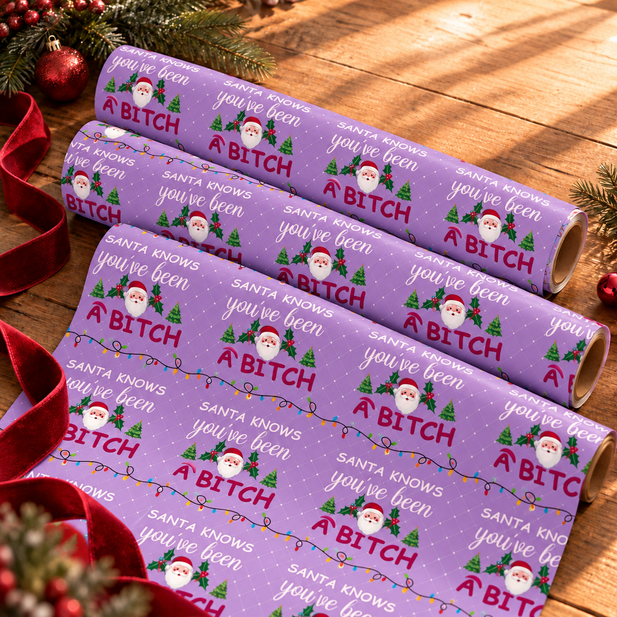 Santa Knows — Cheeky Christmas Wrapping Paper