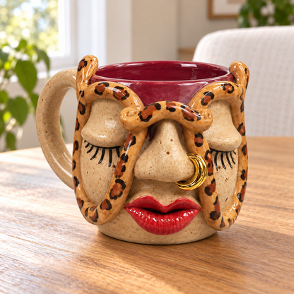 Mood & Muse –  Handcrafted Whimsical Face Ceramic Mug Collection