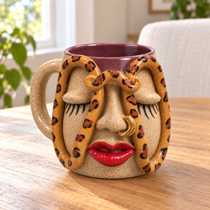 Mood & Muse –  Handcrafted Whimsical Face Ceramic Mug Collection