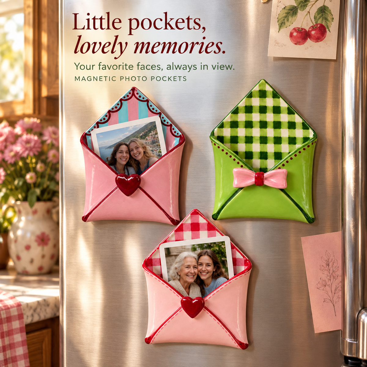 💌Handmade Mini Clay Envelope Photo Magnets