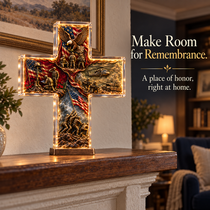 🔥Last Day 49% OFF - The Story of Our Veterans Handcrafted 4-Scene Lighted Memorial Cross - Only 9 Left