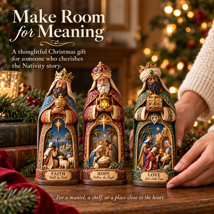 ✝️🌲Faithful Journey – Three Wise Men Nativity Christmas Figurine Set