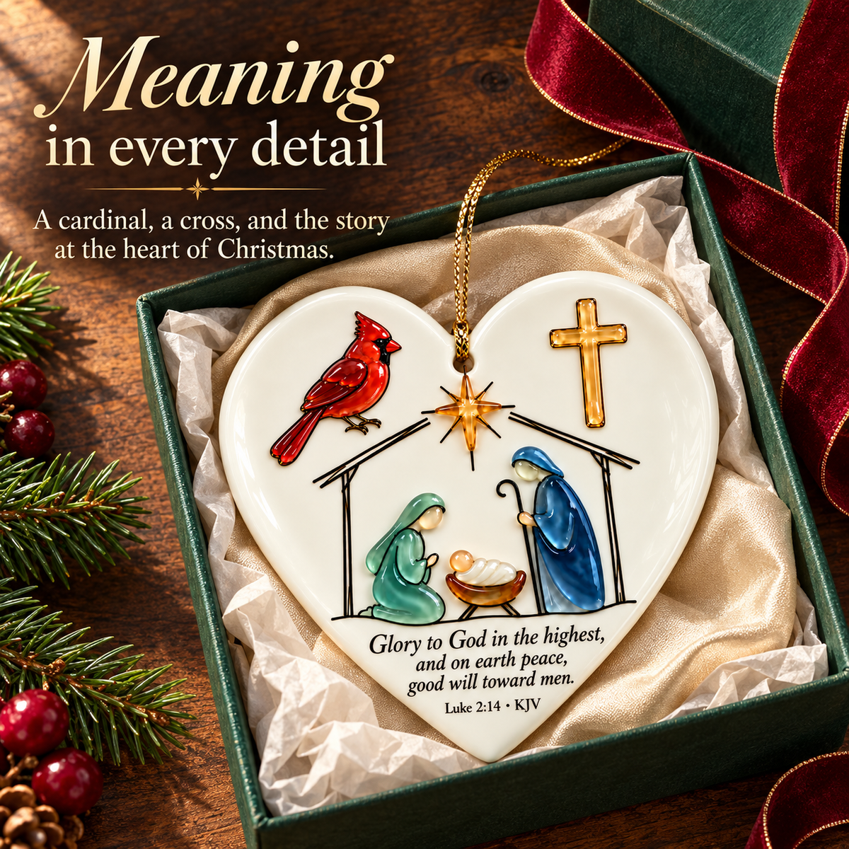 🤍✨ Sacred Stories™ Sea Glass Relief Bible Verse Heart Ornament ✝️