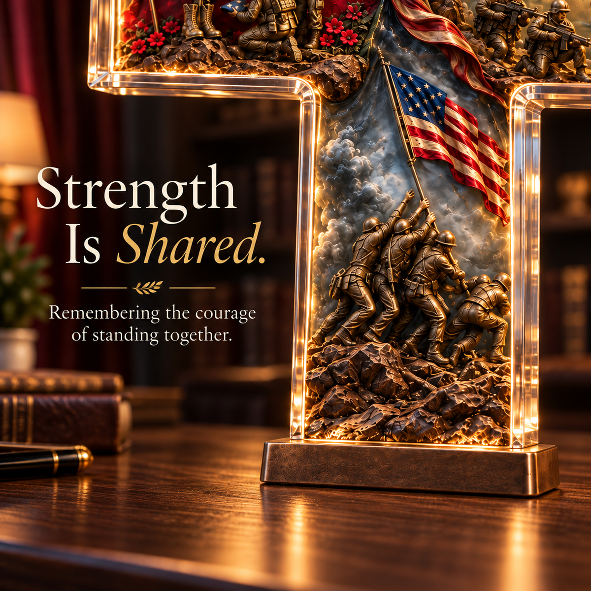 🔥Last Day 49% OFF - The Story of Our Veterans Handcrafted 4-Scene Lighted Memorial Cross - Only 9 Left