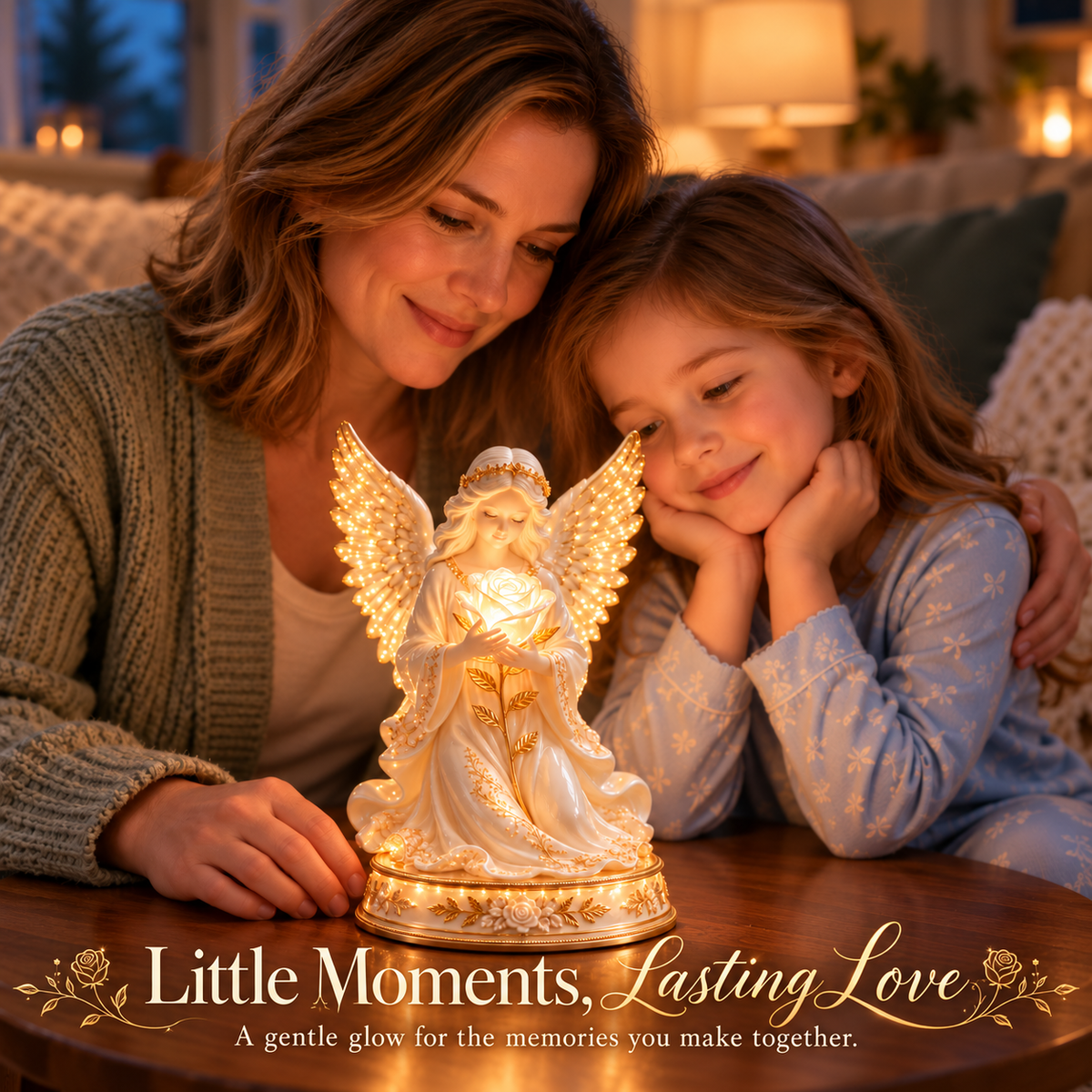 🌹👼✨ Luminous Rose Angel Night Light