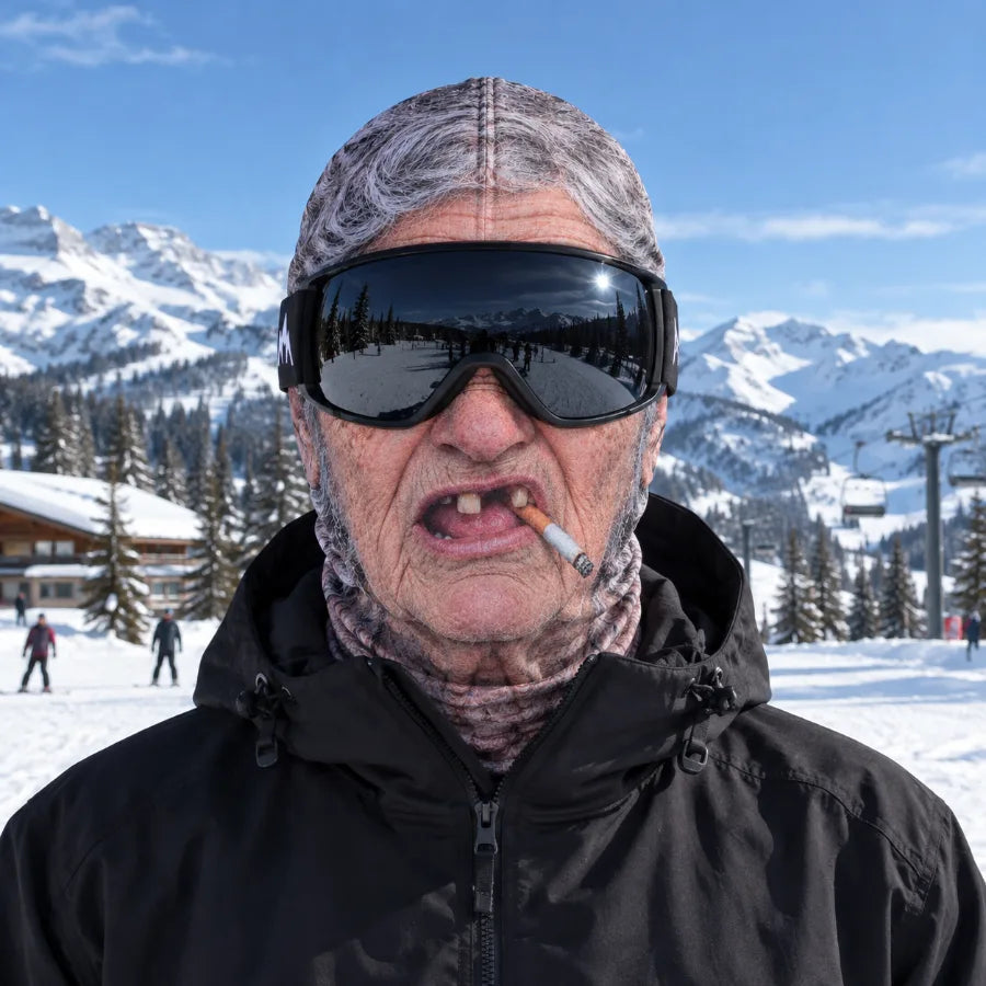 😂 Funny Old Man Ski Mask – Realistic Winter Balaclava for Skiing, Snowboarding & Gag Gifts