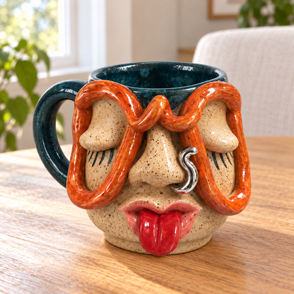 Mood & Muse –  Handcrafted Whimsical Face Ceramic Mug Collection