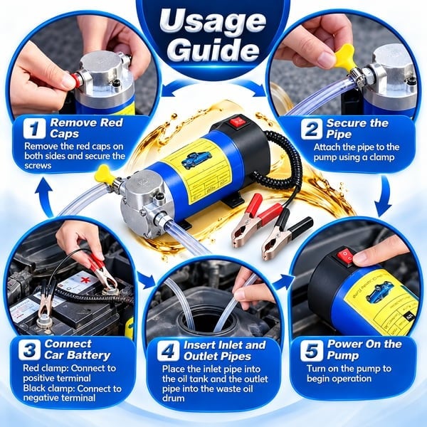 🔧 100W Portable Oil Transfer Pump – 12V / 24V Engine Oil Extractor