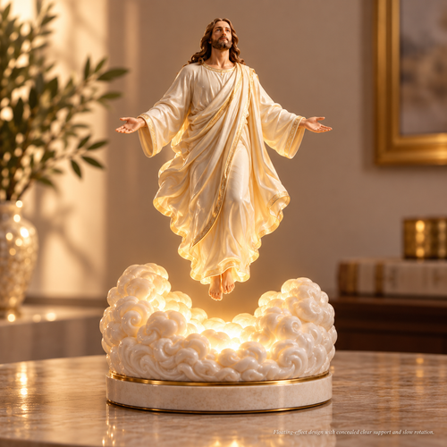 🔥Risen Christ LED Cloud Sculpture – Rotating Faith Decor