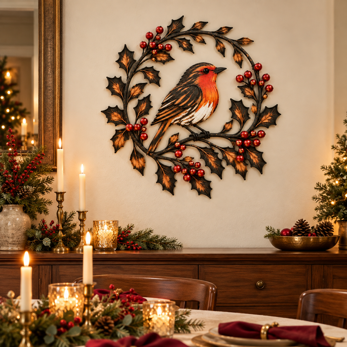 🔥😍Robin & Holly Wreath – A Little Warmth to Welcome You Home