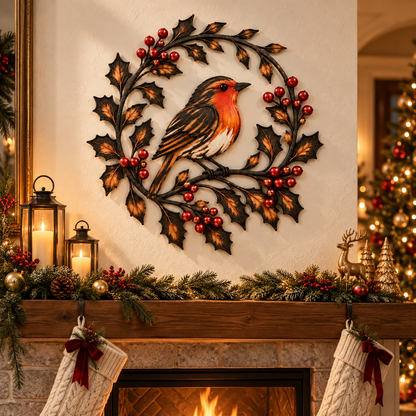 🔥😍Robin & Holly Wreath – A Little Warmth to Welcome You Home