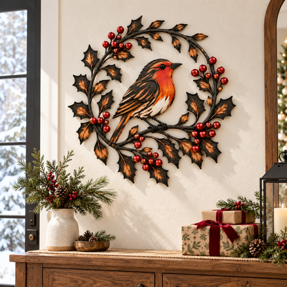 🔥😍Robin & Holly Wreath – A Little Warmth to Welcome You Home