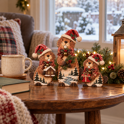 🔥Woodland Christmas Beaver Trio – A Little Family, A Cozy Christmas