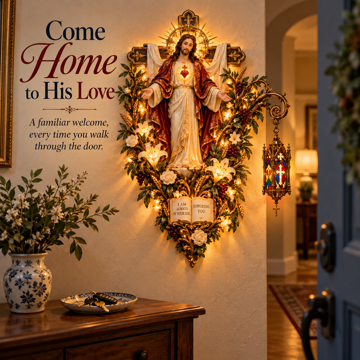 ✝️✨ Always Beside You – Sacred Heart Jesus Wall Light