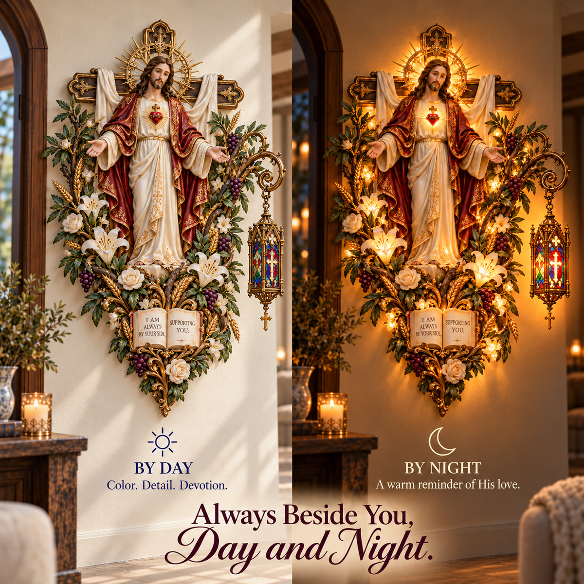 ✝️✨ Always Beside You – Sacred Heart Jesus Wall Light