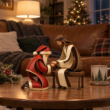 🔥🙏The True Spirit of Christmas – Santa & Jesus Figurine