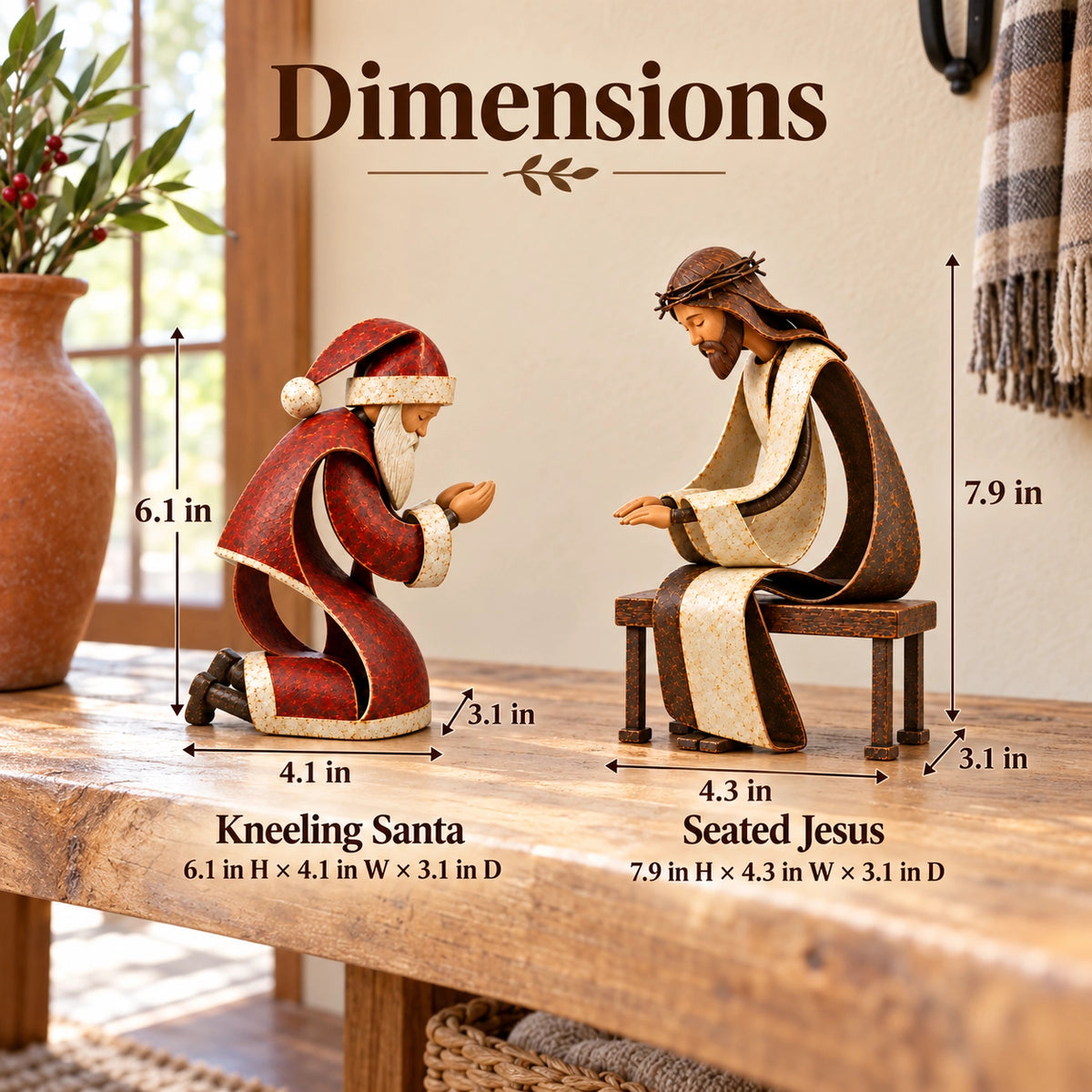 🔥🙏The True Spirit of Christmas – Santa & Jesus Figurine