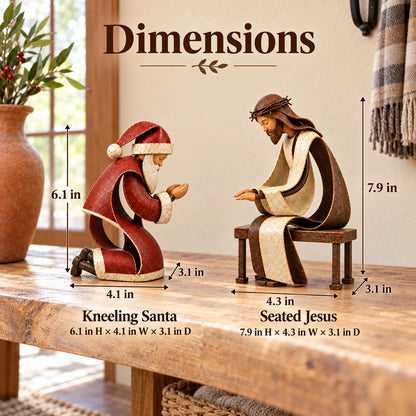 🔥🙏The True Spirit of Christmas – Santa & Jesus Figurine