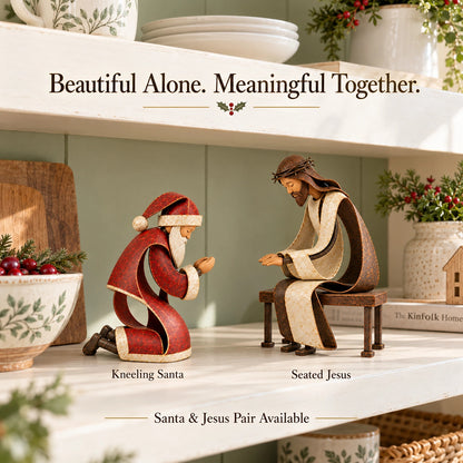 🔥🙏The True Spirit of Christmas – Santa & Jesus Figurine