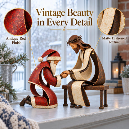 🔥🙏The True Spirit of Christmas – Santa & Jesus Figurine