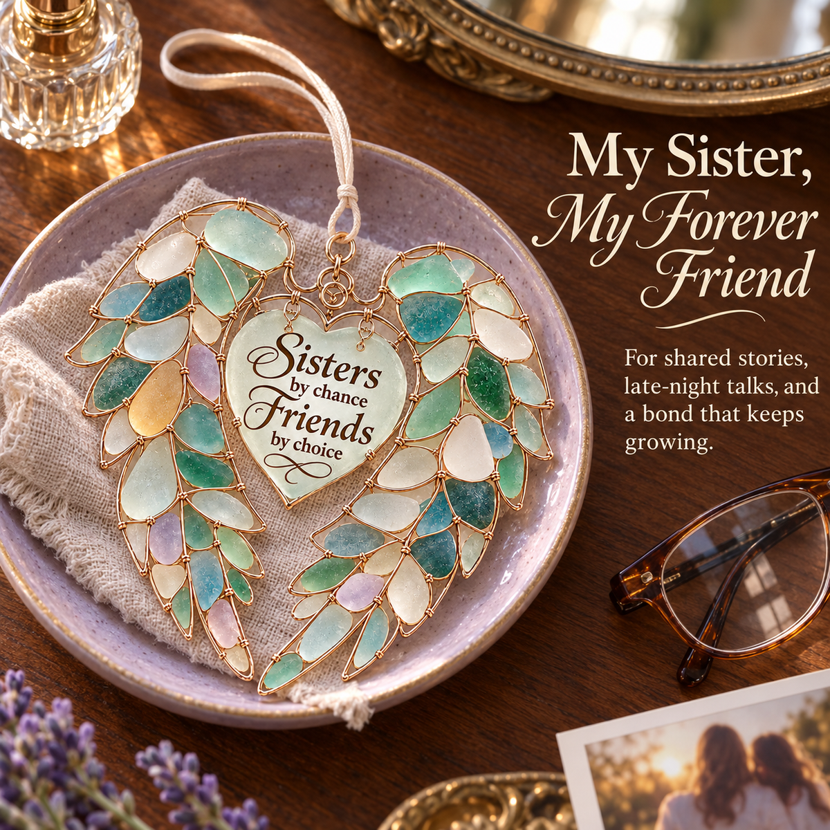 🤍 Heartfelt Wings – Sea Glass Angel Keepsake ✨