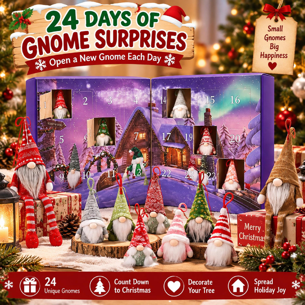 ✨Gnome Advent Calendar 2026- 24 Days Christmas Countdown with 24 Gnomes