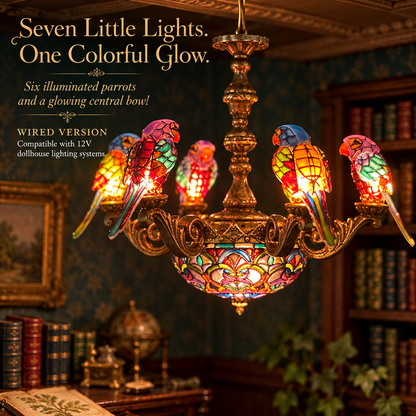 🦜✨ Prism Perch – Lighted Parrot Chandelier for 1:12 Dollhouses