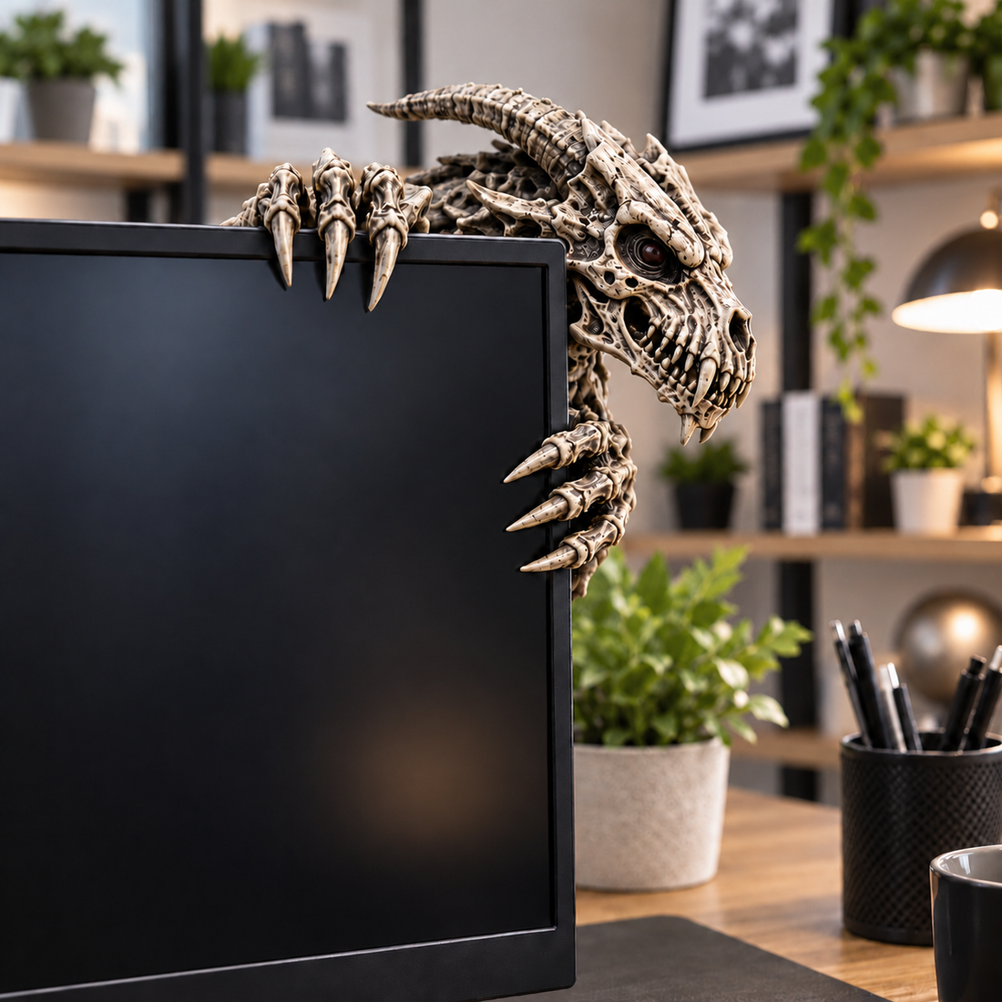 Bone Dragon skeletal fantasy monitor decoration