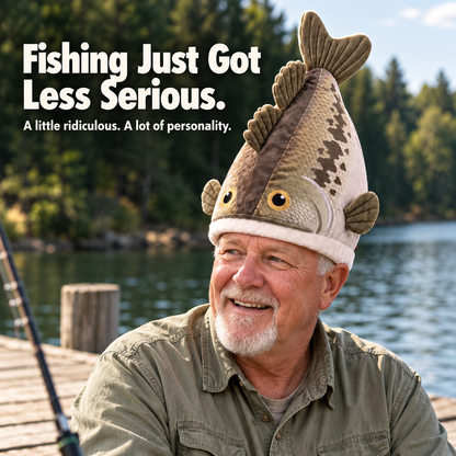 🔥Last Day 49% OFF - Big Bite Bass Tail-Flapping Plush Fish Hat