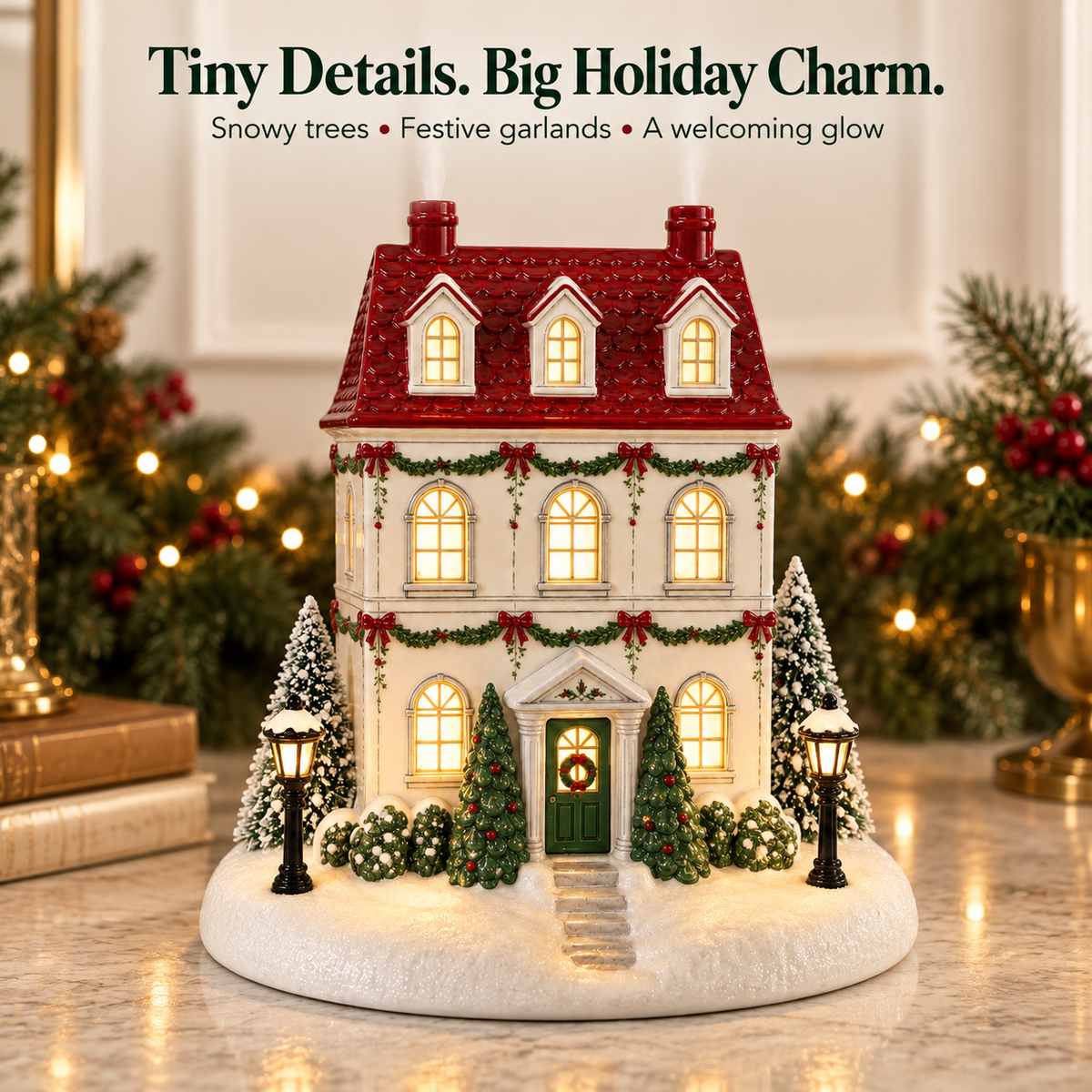 HearthGlow Christmas Cottage — Light-Up Aroma Diffuser