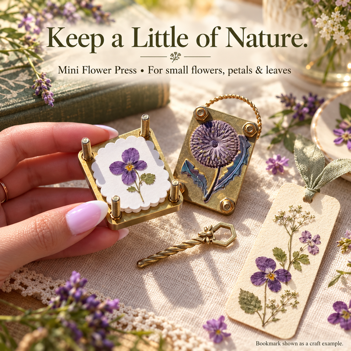 🌸 Micro Flower Press — Pocket-Sized Flower Press for Petals & Keepsakes