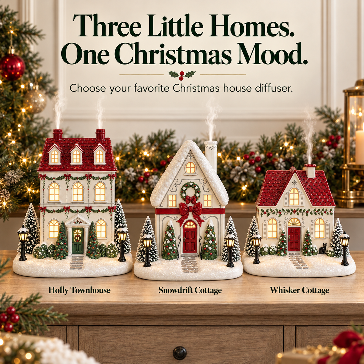 HearthGlow Christmas Cottage — Light-Up Aroma Diffuser