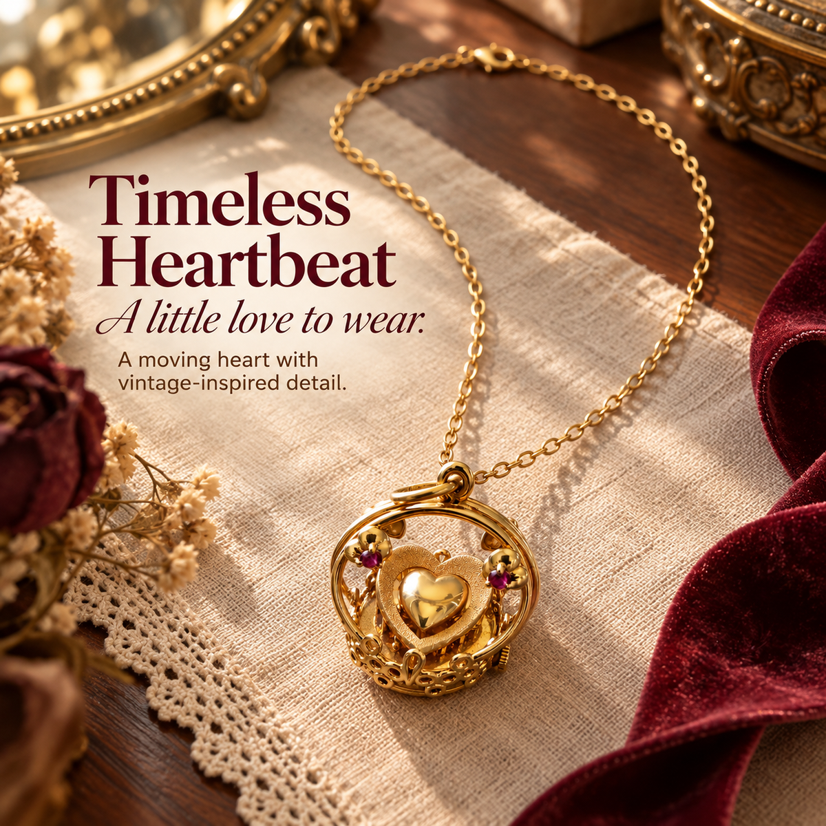 ❤️ Timeless Heartbeat Mechanical Pendant – Moving Heart Love Charm(Same As Video)