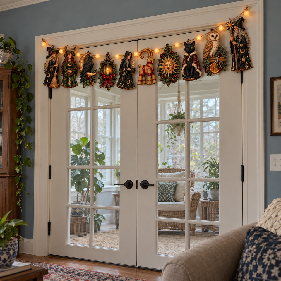 Witch and woodland Yule garland — Doorway