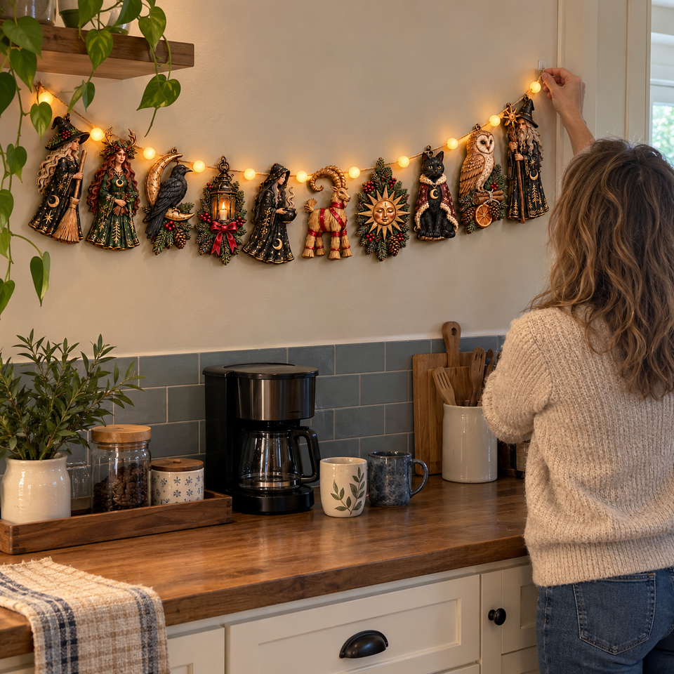 Witch and woodland Yule garland — Coffee nook