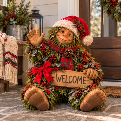🎄Bigfoot Says Hello!™ – Christmas Evergreen Porch Welcome Decor