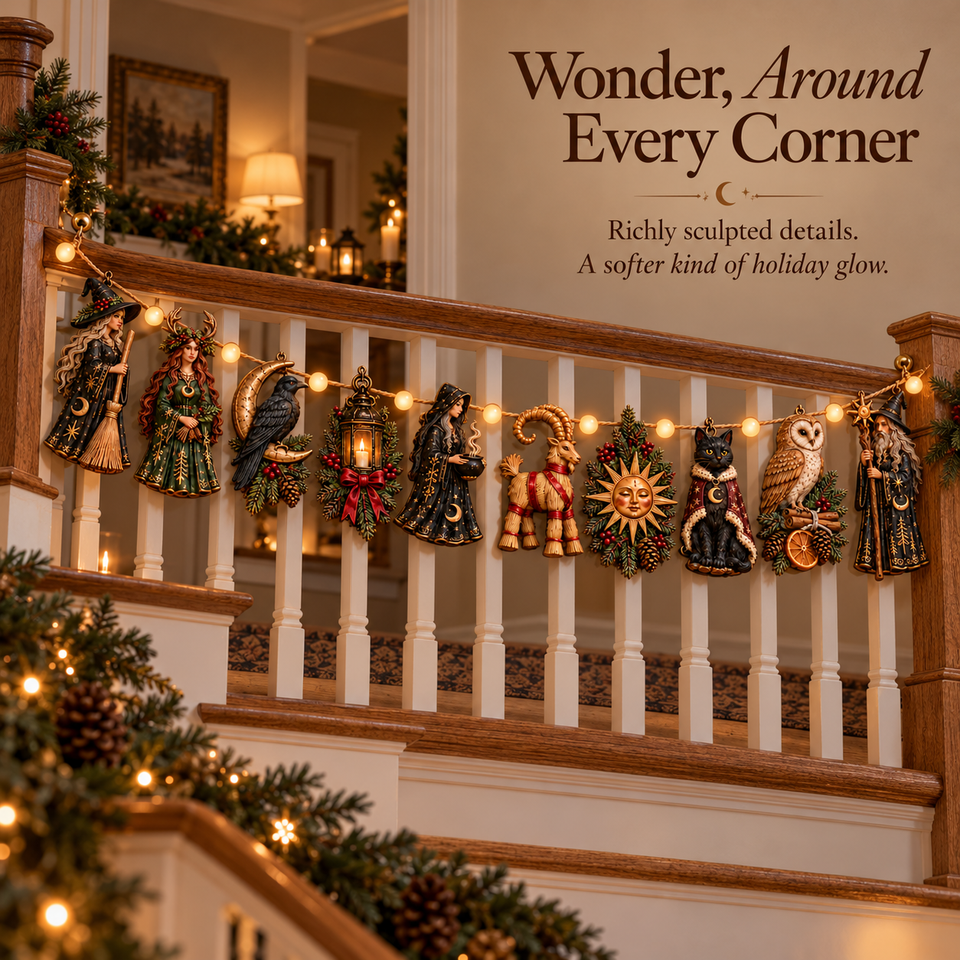 Witch and woodland Yule garland — Stairway