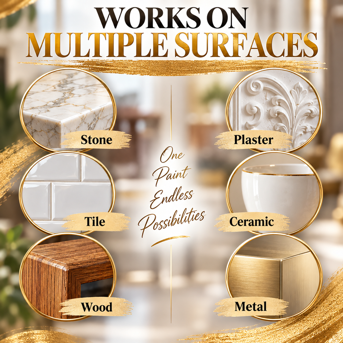 ✨Metallic Gold Finish Paint – Rich Shimmer for Furniture, Décor & DIY Projects