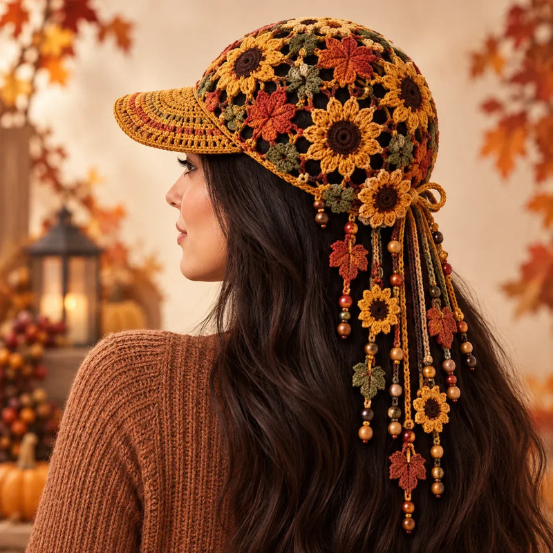 🌻 Autumn Sunflower Harvest crochet cap