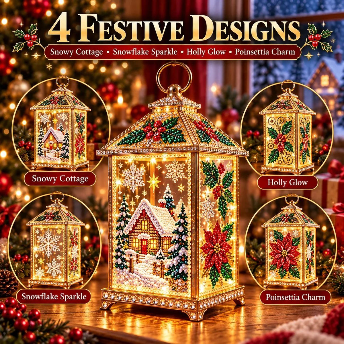✨ Christmas Glow — DIY Light-Up Diamond Art Lantern