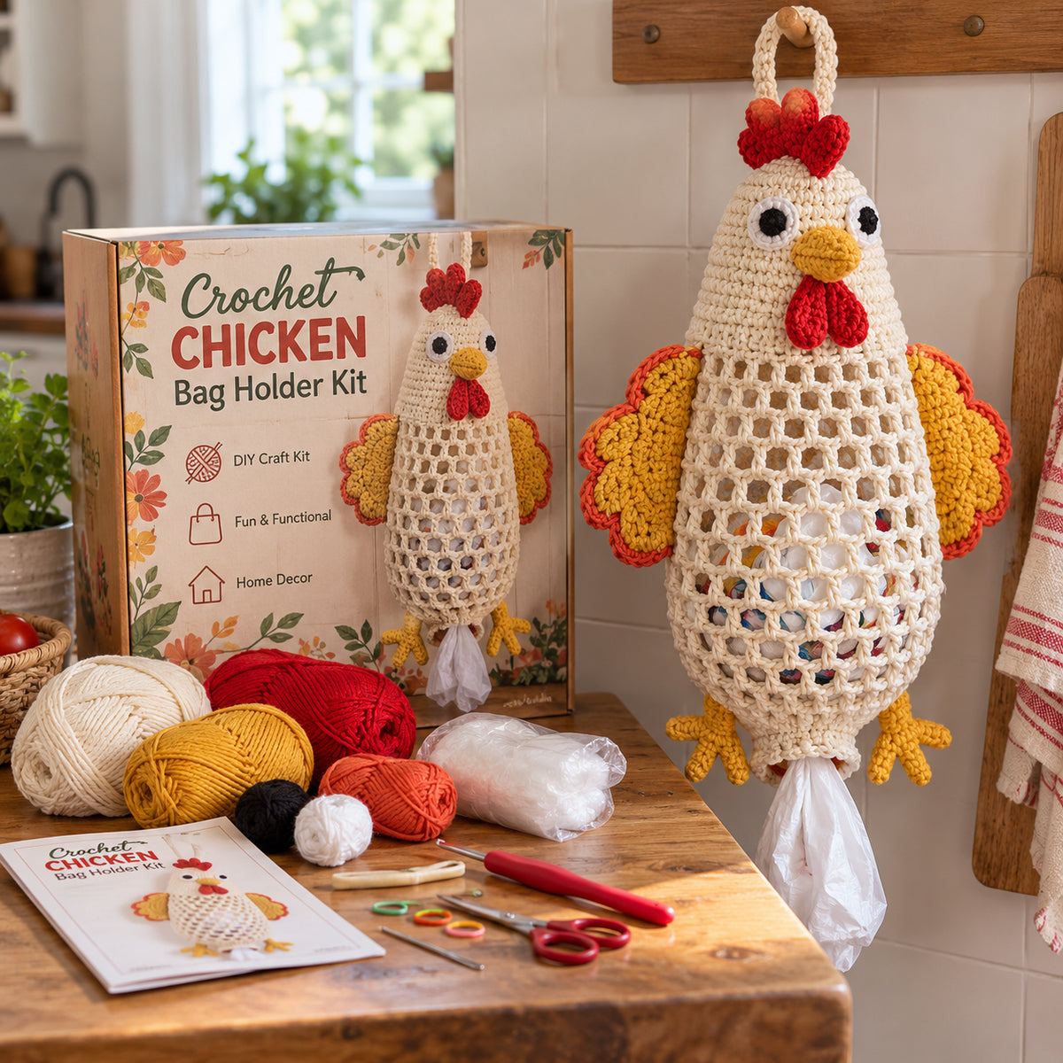 Chicken crochet bag holder kit