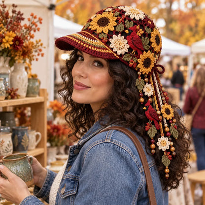 🔥Last Day 49% OFF 🍂 Women’s Handcrafted Crochet Autumn Bloom Cap | 6 Designs