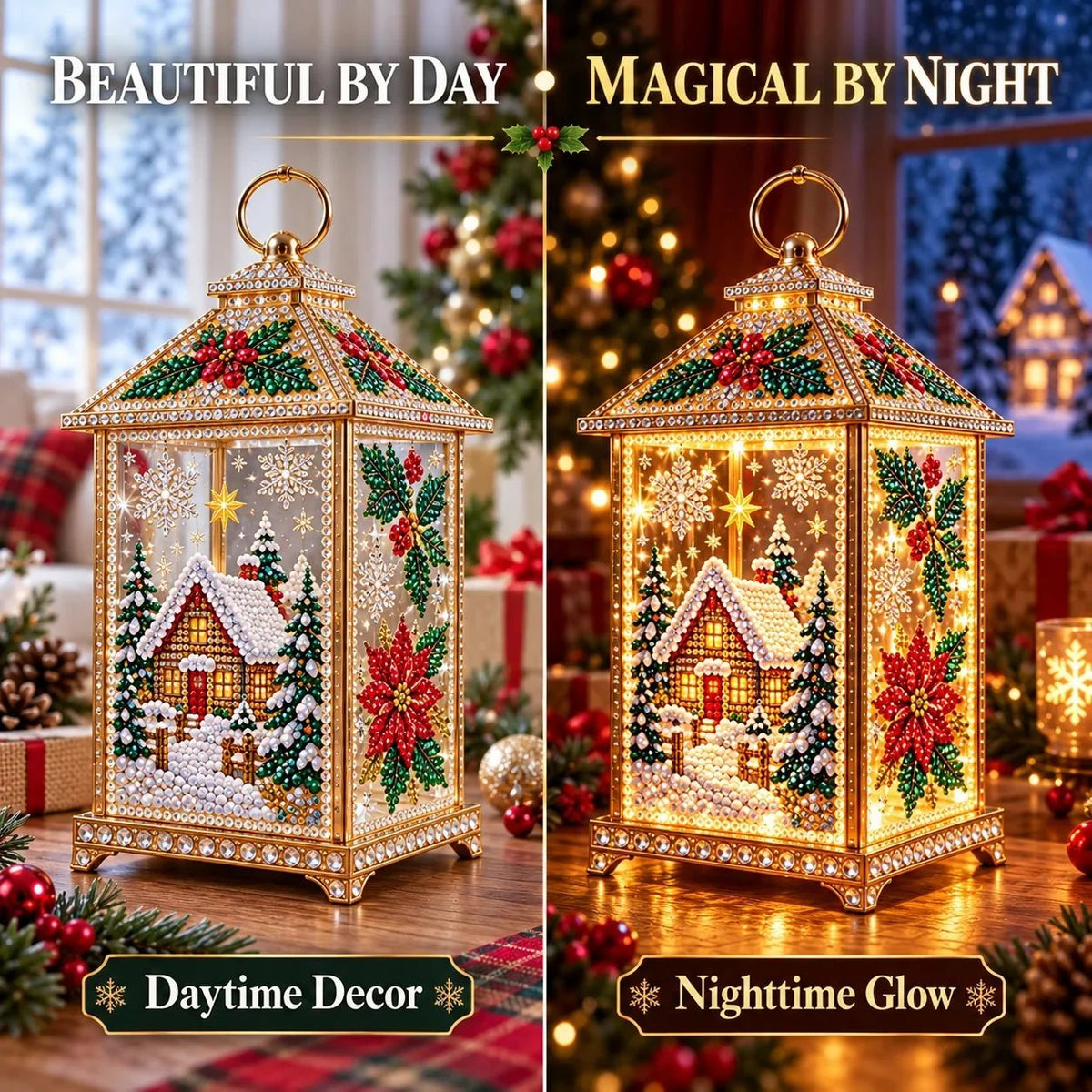 ✨ Christmas Glow — DIY Light-Up Diamond Art Lantern