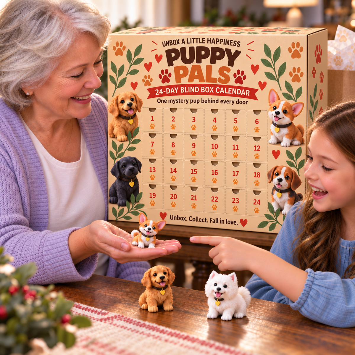The complete 24-dog Puppy Pals collection on display