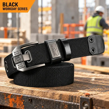 100% Handmade in USA-🔥 No-Hole Adjustable Stretch Work Belt with Square Metal Buckle