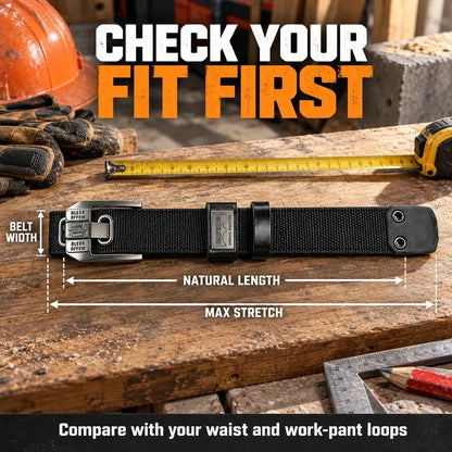 100% Handmade in USA-🔥 No-Hole Adjustable Stretch Work Belt with Square Metal Buckle